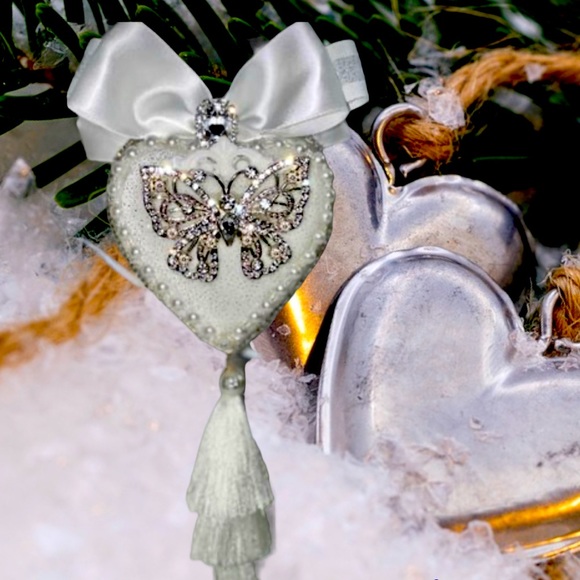 Valentine's Day Heart Butterfly Ornament| Rhinestone Holiday Gift, Mothers Day - Picture 3 of 16